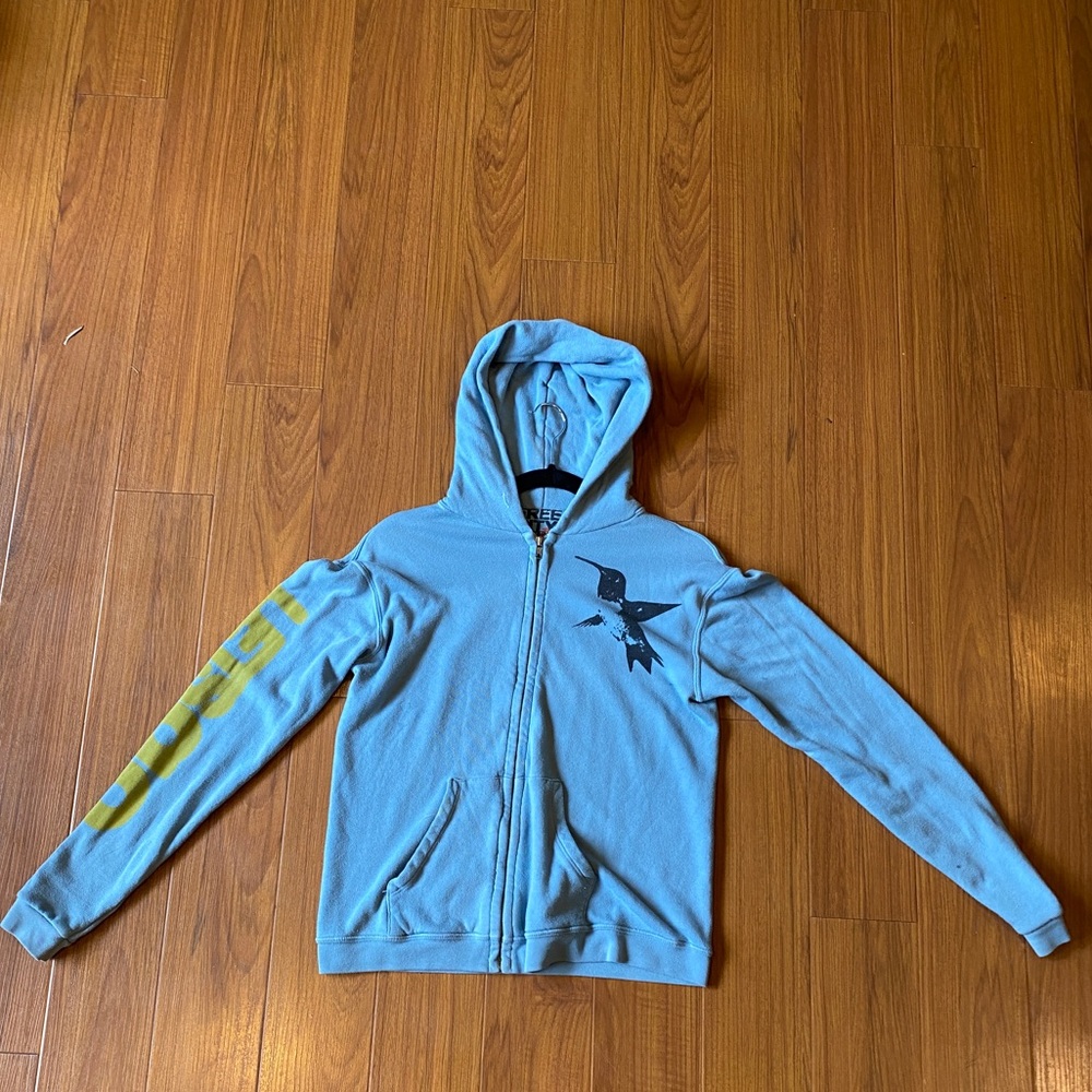 Blue Free City Zipper Hoodie